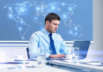 businessman with laptop working in office